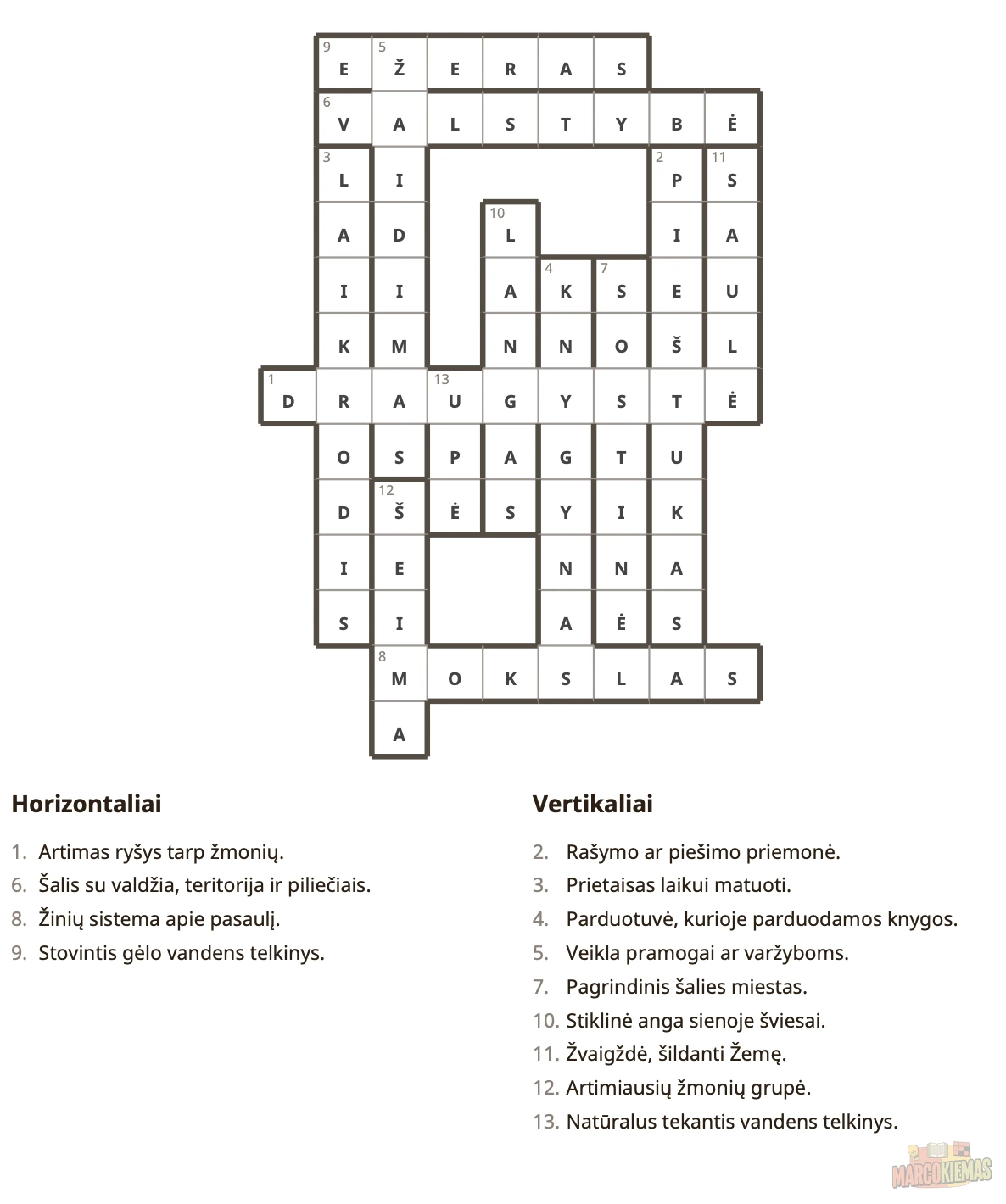 Kryžiažodžio atsakymų lapas